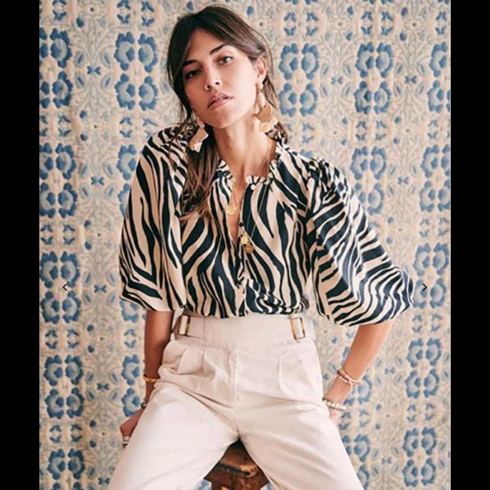 Sezane Antón Zebra linen shirt